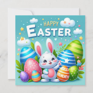 Happy Oaster - Bunny Eggs in Pastellfarben Feiertagskarte