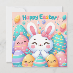 Happy Oaster - Bunny Eggs in Pastellfarben Feiertagskarte