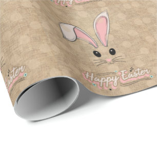 Happy Oaster Bunny Face Neutral Polka Dots Geschenkpapier
