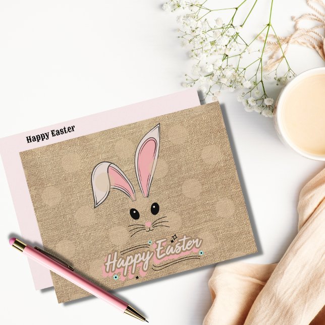 Happy Oaster Bunny Face Neutral Polka Dots Postkarte (Von Creator hochgeladen)