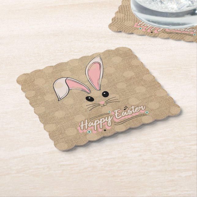 Happy Oaster Bunny Face Neutral Polka Dots Untersetzer (angewinkelt)