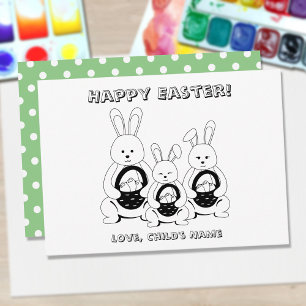 Happy Oaster Bunny Family Coloring Page