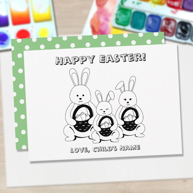 Happy Oaster Bunny Family Coloring Page (Von Creator hochgeladen)