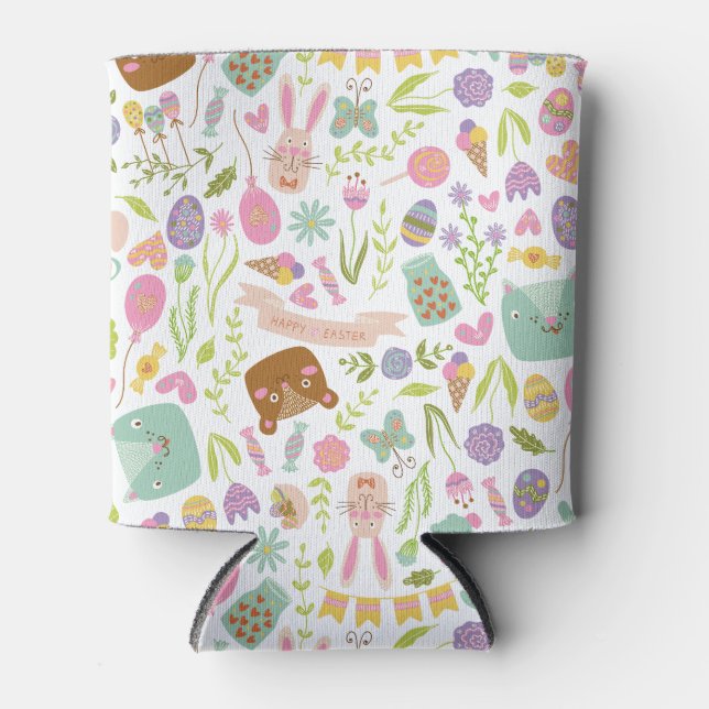 Happy Oaster Bunny Floral Pattern Dosenkühler (Vorderseite)