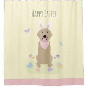 Happy Oaster Bunny Golden Retriever Duschvorhang