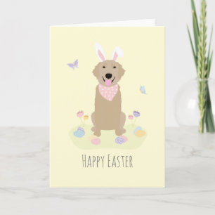 Happy Oaster Bunny Golden Retriever Karte