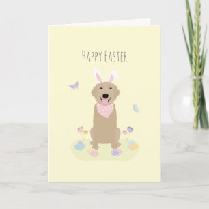 Happy Oaster Bunny Golden Retriever Karte