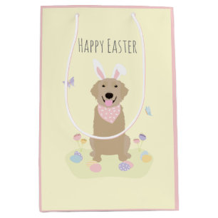 Happy Oaster Bunny Golden Retriever Mittlere Geschenktüte