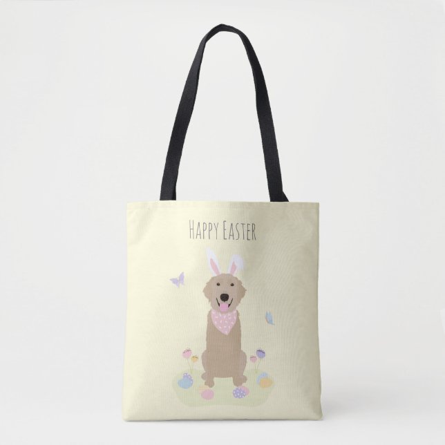 Happy Oaster Bunny Golden Retriever Tasche (Vorderseite)