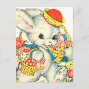 Happy Oaster Bunny Holiday Vintag Nostalgisch Feiertagspostkarte