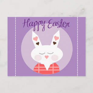 Happy Oaster Bunny Lila Postcard Feiertagspostkarte