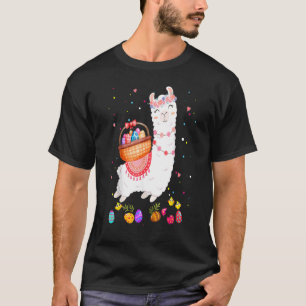 Happy Oaster Bunny Llama Bringing Ostereier Basken T-Shirt
