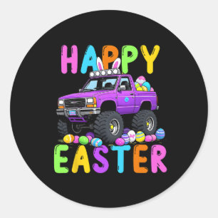 Happy Oaster Bunny Monter Truck Sonniger Wahnsinn Runder Aufkleber