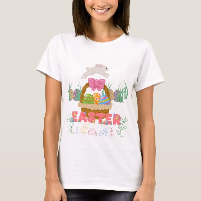 Happy Oaster Bunny & Niedlich Pastel Egg T - Shirt (Vorderseite)