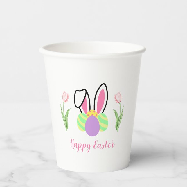 Happy Oaster Bunny Oars and Eggs Party Pappbecher (Vorderseite)