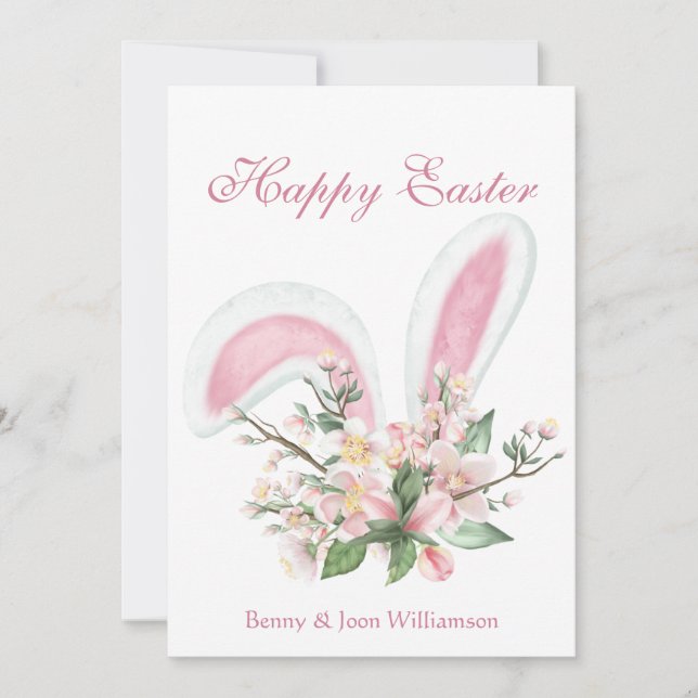 Happy Oaster Bunny Oars Blumengrüße Feiertagskarte (Vorderseite)