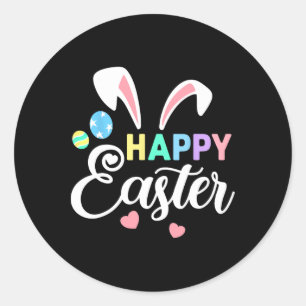 Happy Oaster Bunny Ostereier Rabbit Ohren Frauen Runder Aufkleber