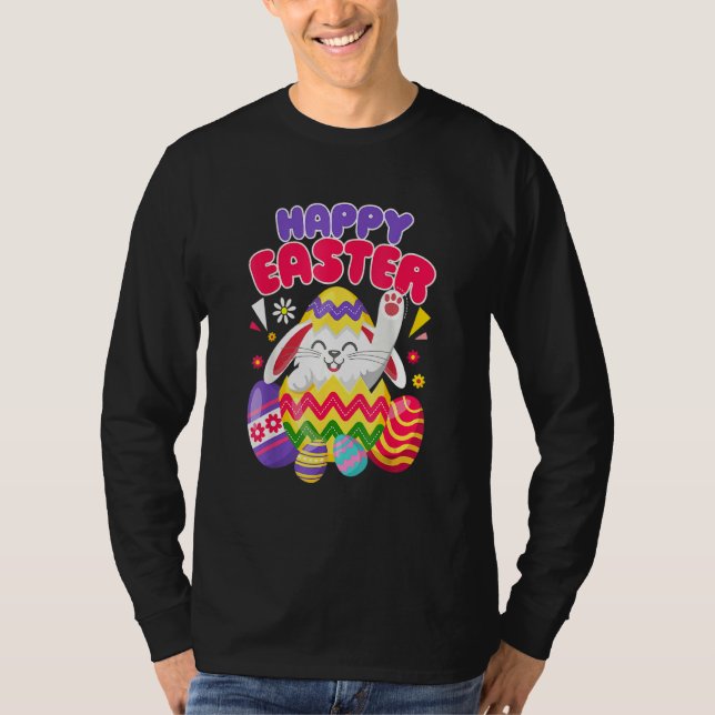 Happy Oaster Bunny Ostereier T-Shirt (Vorderseite)