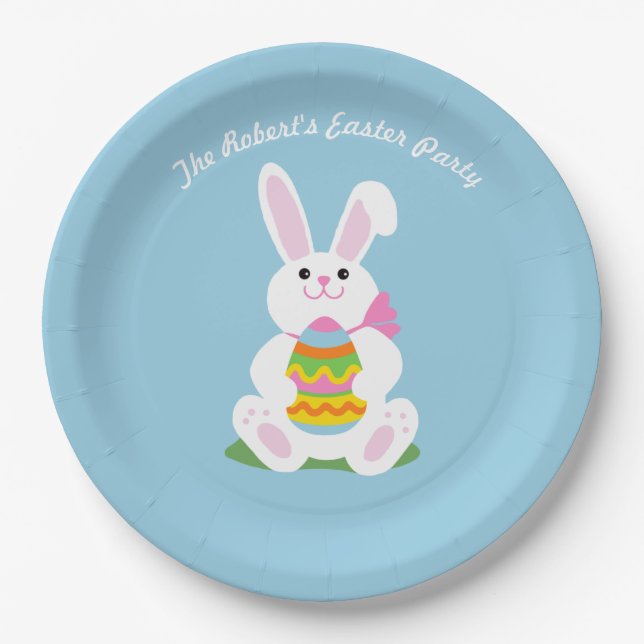 Happy Oaster Bunny ~ Personalisiert Pappteller (Vorderseite)