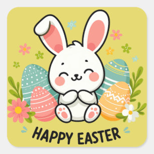 Happy Oaster Bunny Quadratischer Aufkleber