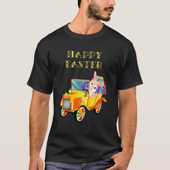 Happy Oaster Bunny Rabbit Driving Car T-Shirt (Vorderseite)