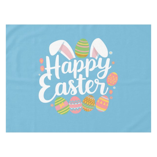 Happy Oaster Bunny Rabbit Egg Holiday Tischdecke (Vorderseite (Horizontal))