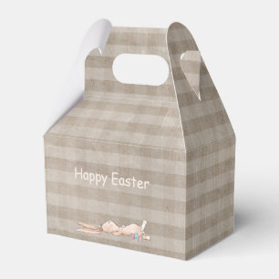 Happy Oaster Bunny Rabbit Eggs Butterfly Gingham Geschenkschachtel