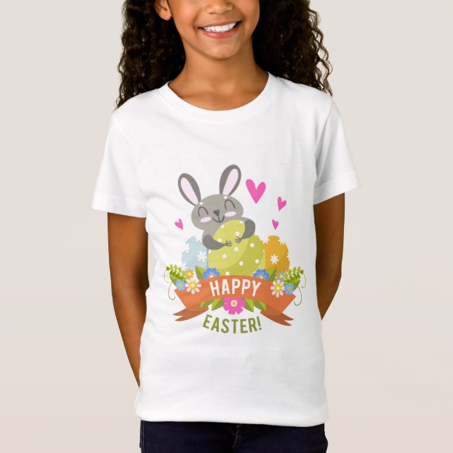 Happy Oaster Bunny Rabbit Eggs Floral | Urlaub T-Shirt (Vorderseite)