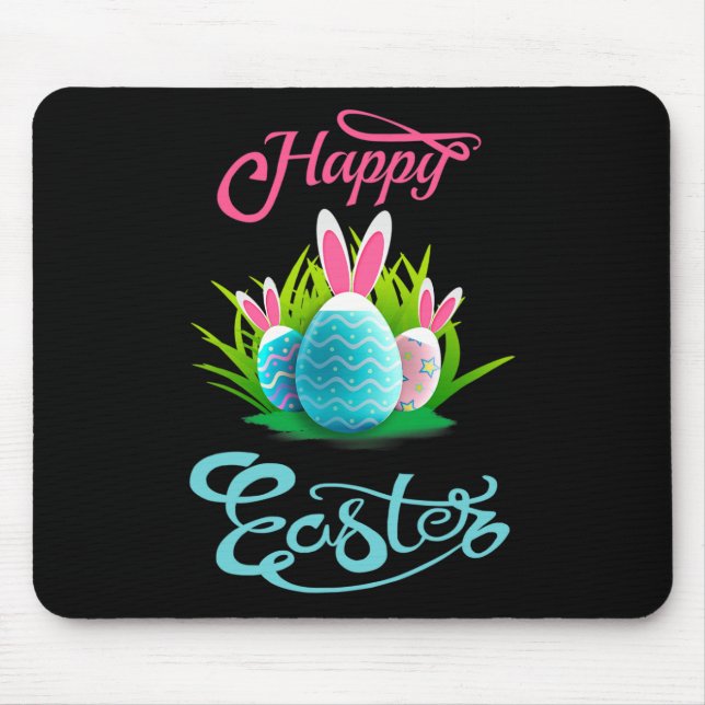 Happy Oaster Bunny Rabbit Eggs; Osterfrauen Mousepad (Vorne)