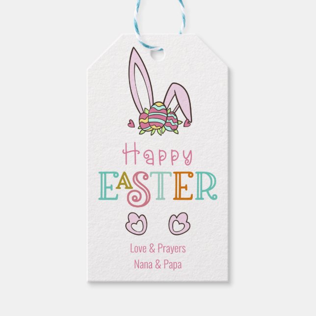 Happy Oaster Bunny Rabbit Ohren Niedliche Ei Gift  Geschenkanhänger (Vorderseite)