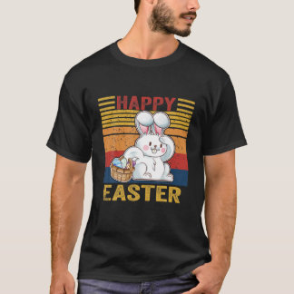 Happy Oaster Bunny Retro Rabbit Kids Design Clou T-Shirt