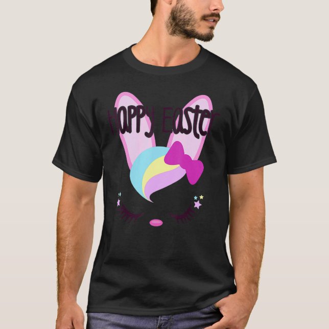 Happy Oaster Bunny Sleeping Face Niedlich Christli T-Shirt (Vorderseite)
