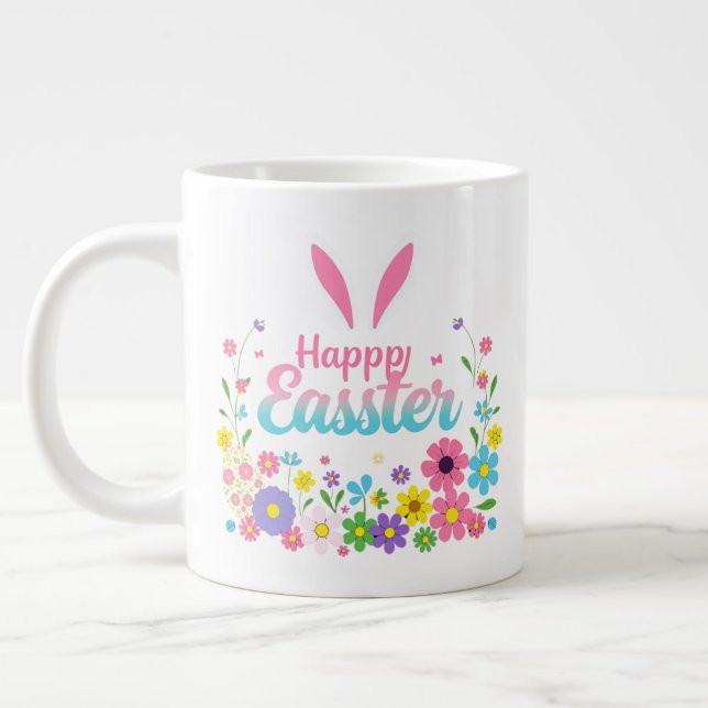 Happy Oaster Bunny Spring Ostereier Ostern Jumbo-Tasse (Links)