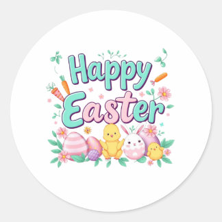 Happy Oaster Bunny Spring Ostereier Ostern Runder Aufkleber