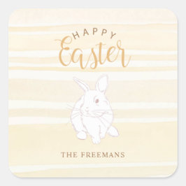 Happy Oaster Bunny Sticker Soft Yellow Watercolor