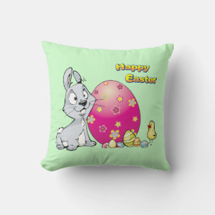 Happy Oaster Bunny und Baby Chick Kissen