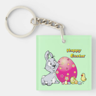 Happy Oaster Bunny und Baby Chick Schlüsselanhänger