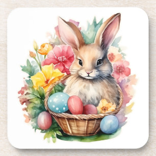 Happy Oaster Bunny Watercolor Malerei Getränkeuntersetzer