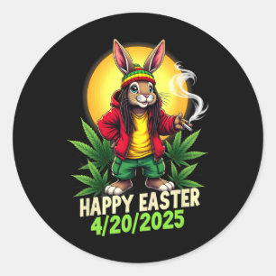 Happy Oaster Bunny Weed Runder Aufkleber