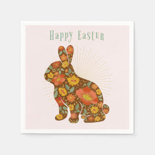 Happy Oaster Bunny Yellow Gold Serviette