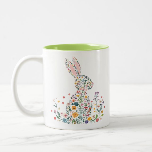Happy Oaster Bunny Zweifarbige Tasse (Links)
