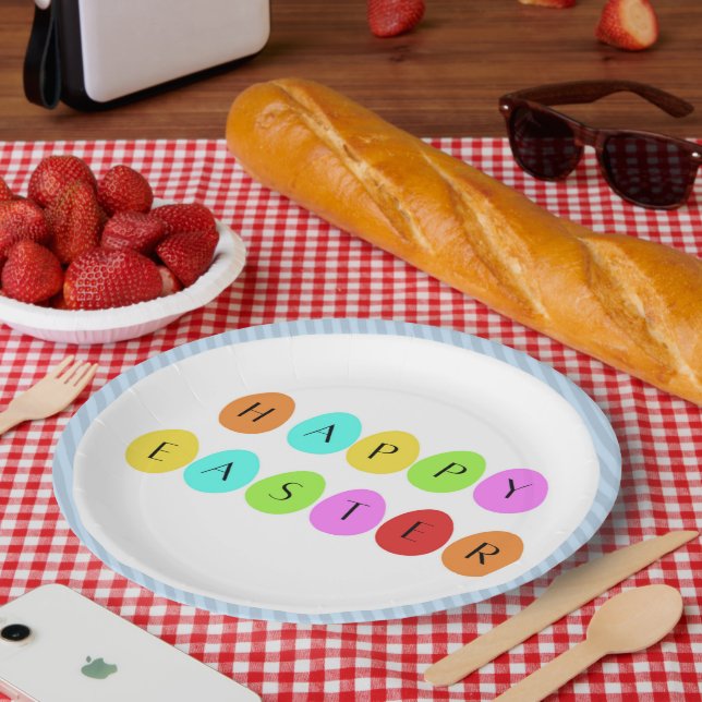 Happy Oaster bunte Eier Pappteller (Picknick)