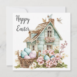 Happy Oaster Card, Sweet House Oaster Eggs Feiertagskarte