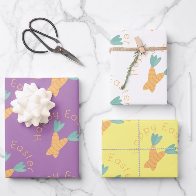 Happy Oaster Carrot Bunch Geschenkpapier Set (Vorderseite)
