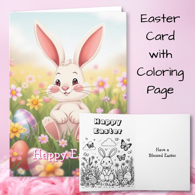 Happy Oaster | Cartoon Bunny Inside Colour Page Karte (Von Creator hochgeladen)