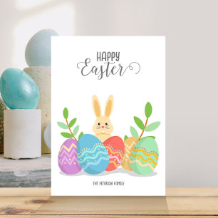 Happy Oaster   Cartoon Bunny & Ostereier Einladung