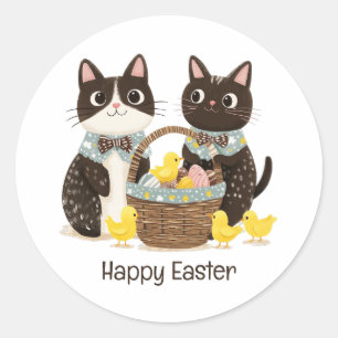 Happy Oaster Cats Osterkörbe Baby Chicks Runder Aufkleber