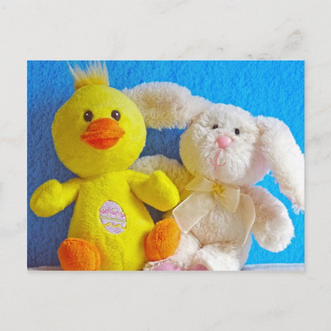 Happy Oaster Chick + Bunny Feiertagspostkarte (Vorderseite)