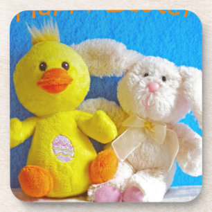 Happy Oaster Chick + Bunny Getränkeuntersetzer