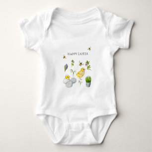 Happy Oaster chick und Frühlingsblumen Baby Strampler